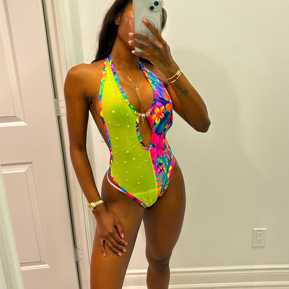 Custom-Made Swimsuit Beautiful Neon Colour Sz S